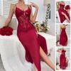 Sexy Lace Wedding Lingerie Women Suspenders Nightdress Erotic Mesh Long Split Transparent Babydoll Cross-border adult Costumes