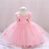 Chic Princess Birthday Dress: Fluffy Tulle, Bow, and Appliqué Design for Girls