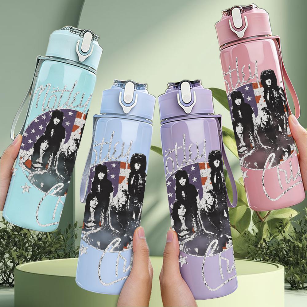 1PC Dark Rock Band Vintage Collage Portrait Print 750ml Portable Sports Water Bottle Leakproof Gym Outdoor Travel Drink Cup