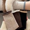 Grey Socks, Women's Autumn and Winter Pure Cotton Mid-calf Socks, Thickened Warm Wool Long Socks, Rolled-up Pile Socks, Winter