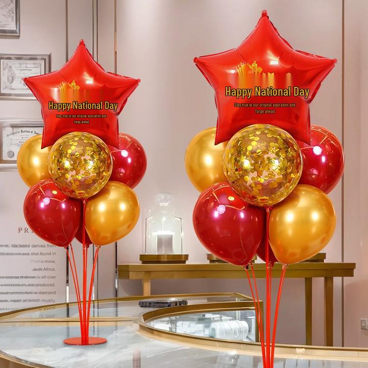 Five-Star Red Heart Balloons for National Day & Mid-Autumn Festival Décor