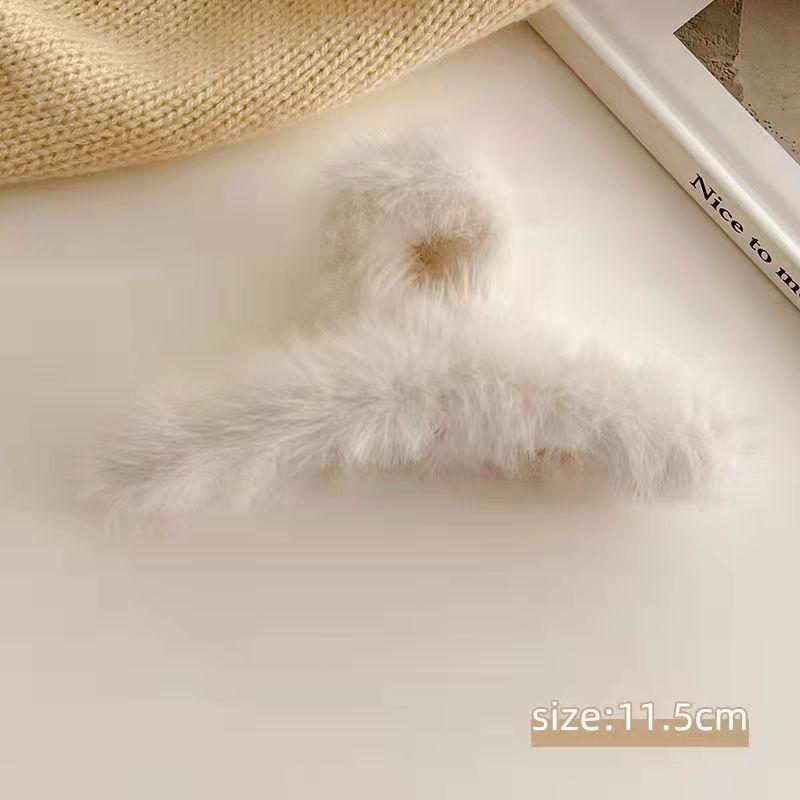 Autumn/Winter Furry Korean Plush Shark Hair Clip - Cute Updo Claw, Cross Clip, One-Word Design