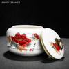 Exquisite Flower Patterns Ceramics Tea Caddy Portable Sealed Tea Leaf Containers Travel Tea Bag Storage Box Spice Organizer