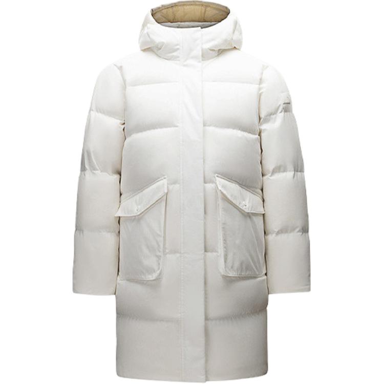 

Anta Training Series Sports Casual Simple Solid Color Hooded Zipper Loose Down Jacket Women outerwear Paper-White 162517901-4