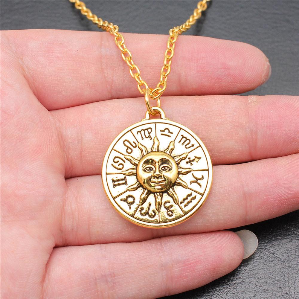 Amuletă talisman de culoare aurie, colier cu lanț lung de 45 cm sau 70 cm, bijuterii feminine, aniversare de nuntă, etnice pentru tine