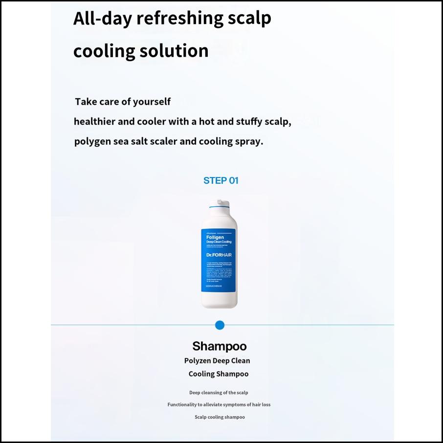 DR.FORHAIR Șampon Răcoritor Folligen Deep Clean 500ml Curățător Răcoritor și Revigorant pentru Scalp Gras