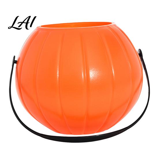 Plastic Candy Holders Halloween Pumpkin Bucket Treat Holder with Handle Trick or Containers Party Favor Storage Container Trick-or-Treat Gift Bag,