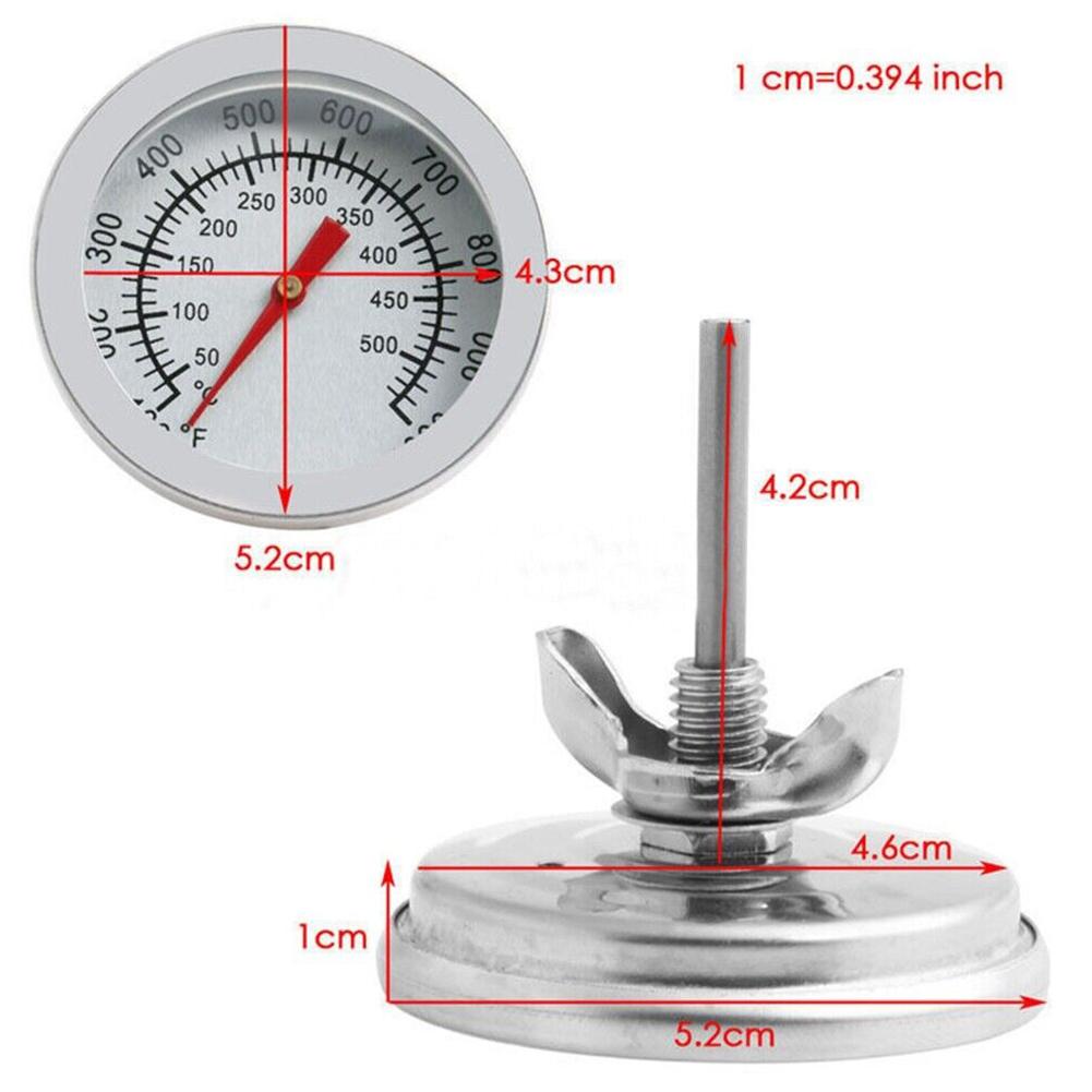 50~500℃ Grill Thermometer 100 ~ 1000 Fahrenheit 50℃~400℃/100F~1000F Celsius 50~500℃ Color: Silver Material: Stainless Steel