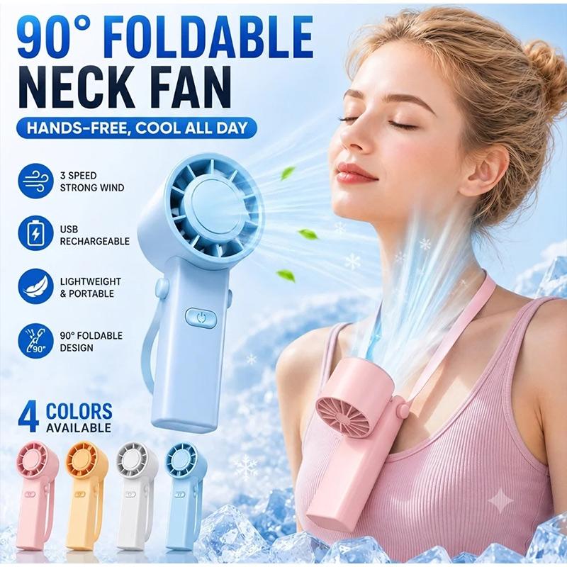 Mini Portable Neck Fan 90° Foldable Usb Rechargeable Handheld Fan Hands-free Cooling For Travel Outdoor Summer Cool Accessories