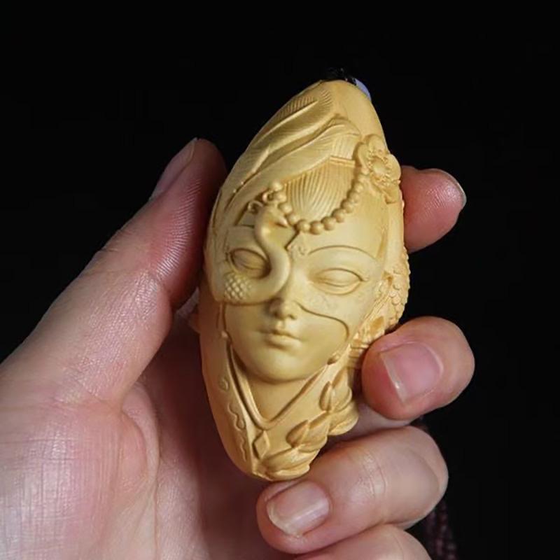Wood Carving Ancient Western Regions Beauties Sculptures and Figurines Decorative Pendant Chinese Home Decorations