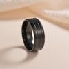 Men's 8mm Wide Groove Frosted Ring Stainless Steel Simple Matte Finish Exquisite Accessory