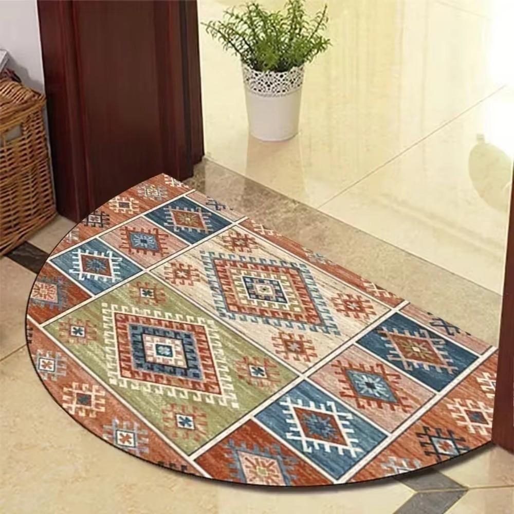 Entryway Mandala Half Round Rug Bohemian Style Non Slip Easy Clean Entry Floor Mat Home Decorative Rugs