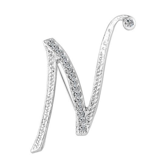 1 Pc Fashion Unisex Rhinestone English Letters Alphabet A-Z Brooch Pin Ornament