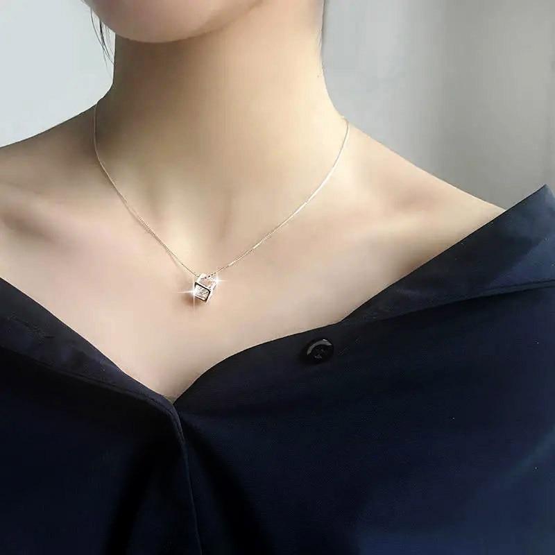 Top Quality Hollow Out Cube Crystalline Rose Gold Color Color Pendant Necklaces Jewelry Austrian Crystal Stone Zyn279 Zyn425Fashion Pendant