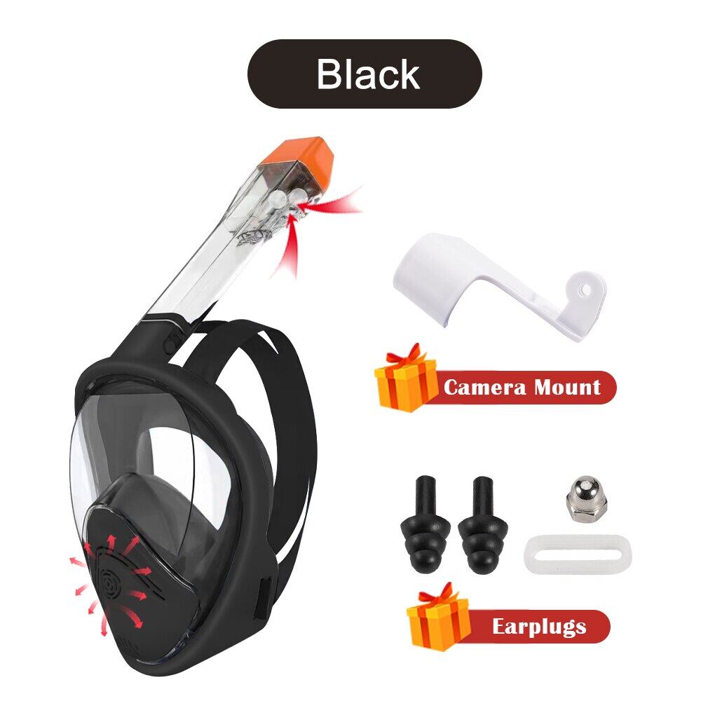 

OLIKEI Полностью сухие маски для дайвинга для взрослых и детей Маска для подводного плавания с аквалангом Полнолицевая противотуманная герметичная маска для плавания Безопасное дыхание Очки для дайвинга L-XL чёрный