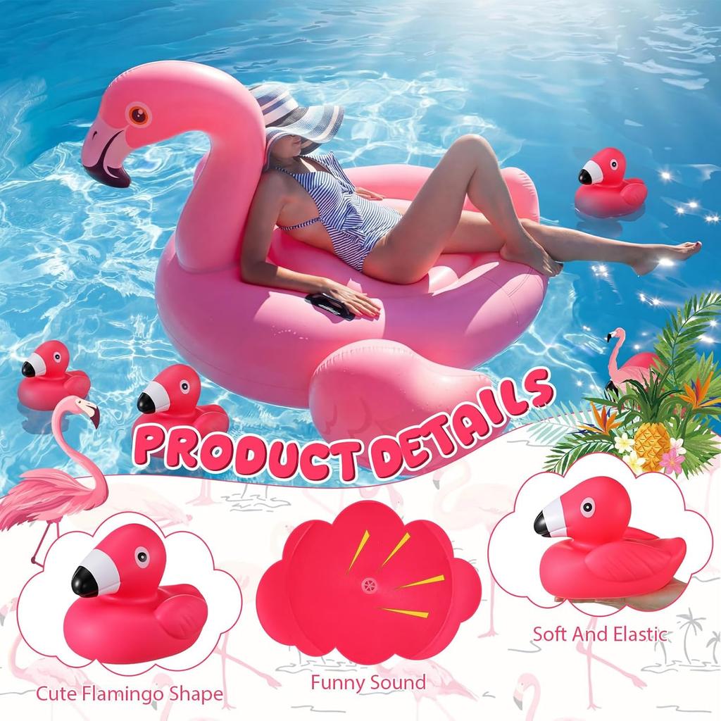 Personalized Name Flamingo Rubber Ducks Custom Text Pink Flamingo Duck Floating Squeaky Bath Toys Pool Party Birthday Party Deco