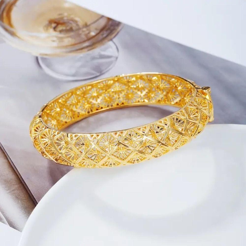 Fortune Plated Bracelet Boho Style Hollow Hand Bangle Carve Open Bangle  Jewelry Accessories