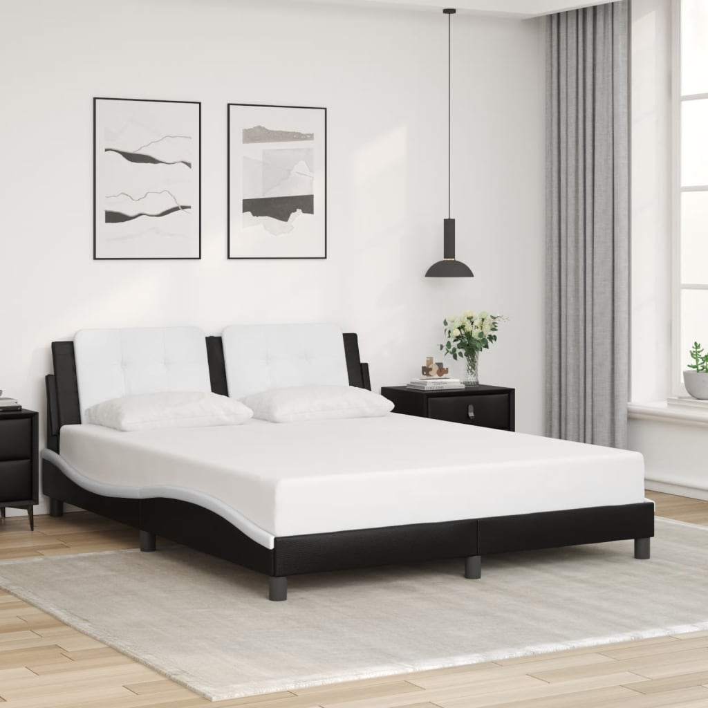 LED Bed Frame Without Mattress  Zadar  Black and White 160 X 200 Cm