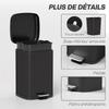 Pedal Kitchen Bin, 20 L, Soft-Close Lid, Removable Bucket, 28 x 35 x 45 cm, Black