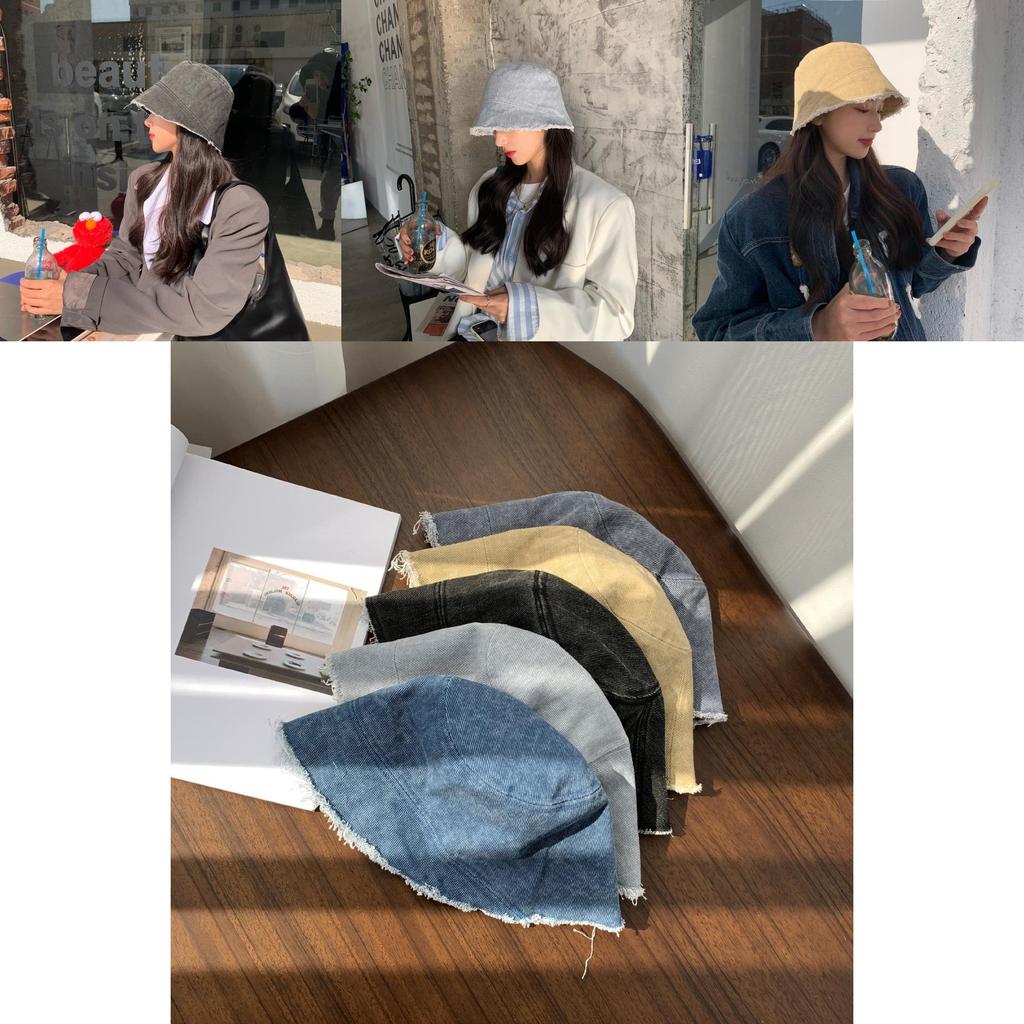 Trendy 2021 Washed Denim Bucket Hat For Women Youthful Style Wide Brim Sun Protection