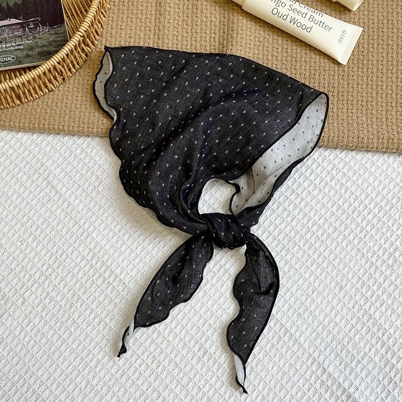Triangle scarf waist multi-functional polka dot silk scarf literary neck scarf scarf double-sided headscarf headband