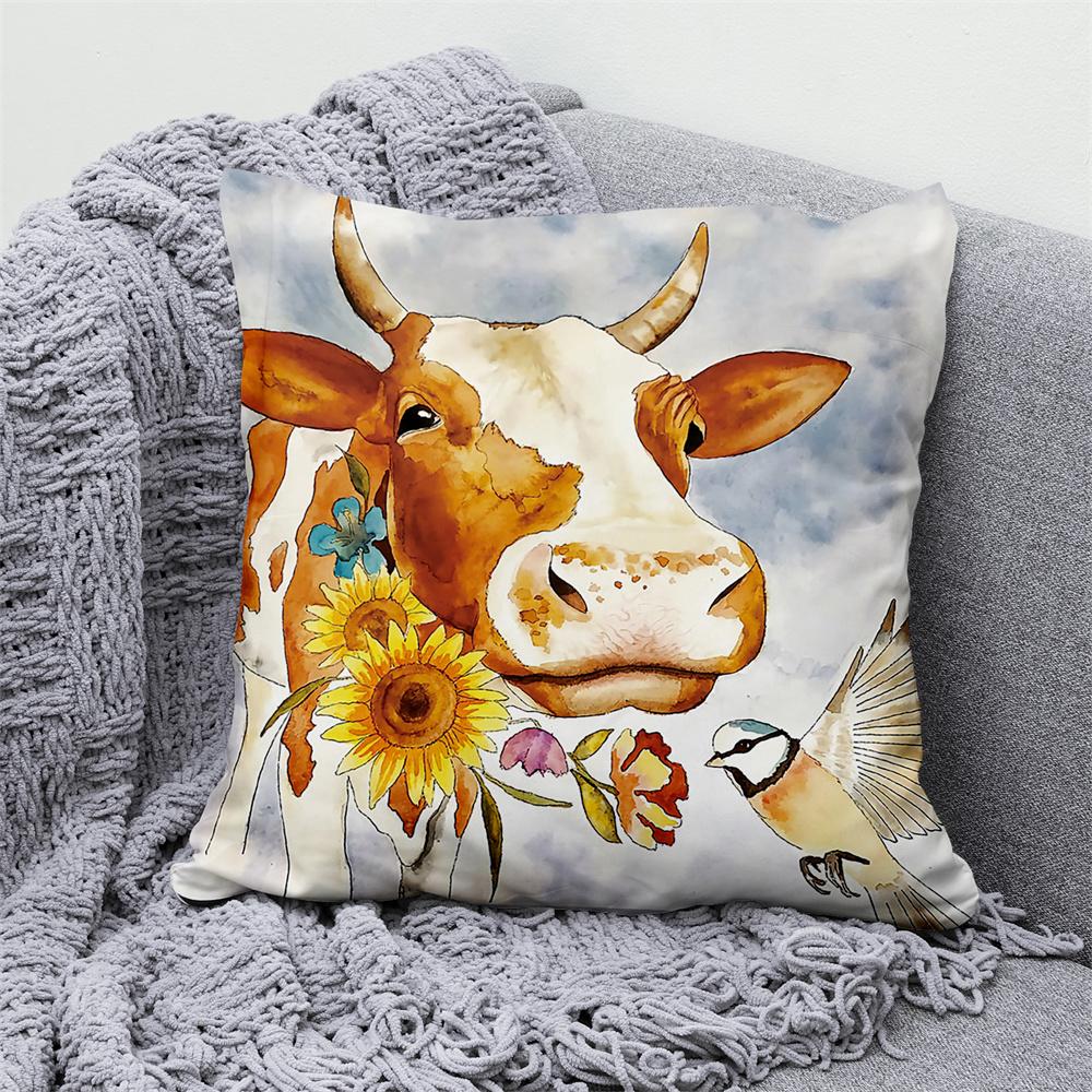 Juste De Coussin En Velours Animal Floral, Taie D'oreiller Décorative, Oreiller Pour La Maison, Canapé, Chambre, Voiture, Loup, Vache