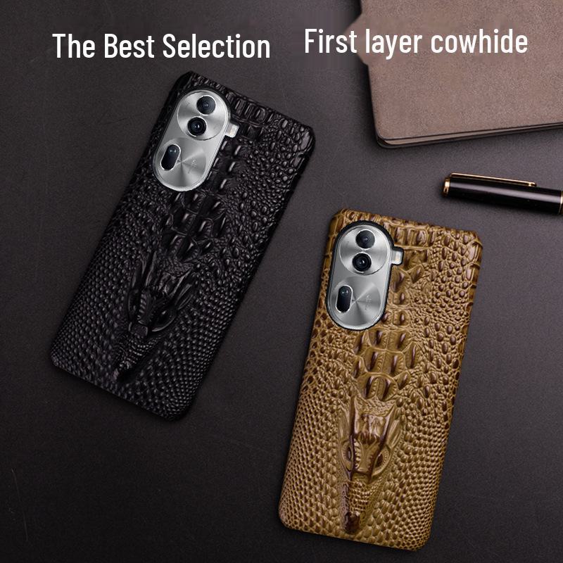 OPPO Reno7/7PRO Cowhide Dragon Head Pattern Leather Protective Cover.