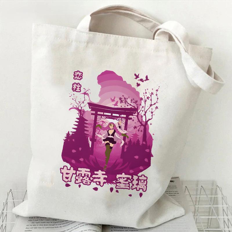 Japan Kanroji Mitsuri Demon Slayer Cartoon Printed Canvas Bag, Student Shoulder Bag/tote Bag for Class 7548