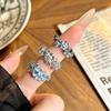 Small Fresh Mori Ice‑Blue Star‑Motif Flower Zircon Open Ring Exquisite Niche High‑Sense Personality Adjustable Stack‑Wear Trend Jewelry
