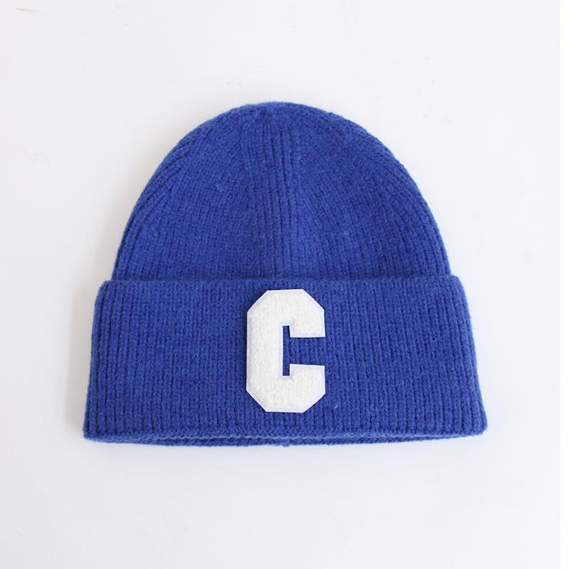 Autumn and Winter New Knitted Hat Children's Leisure and Warmth C Letter Wool Hat Student Pullover Hat Tide