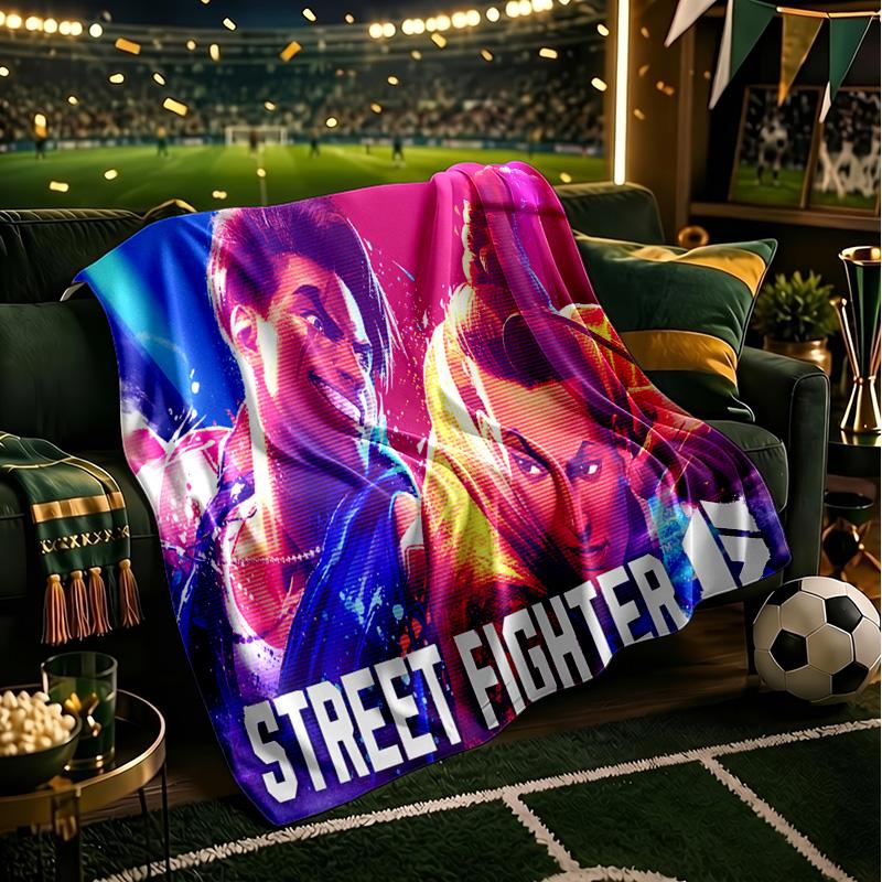 Fighter Game Throws Blanket Flannel Blankets Plush for Couch Bed Gifts for Men Women Travel Picnic Blanket Christmas Fan Gifts