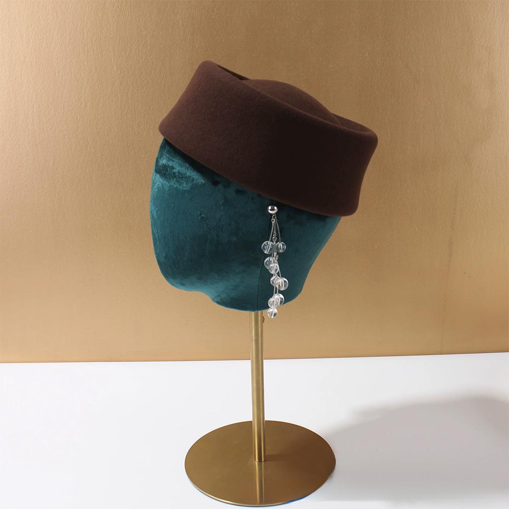Women British Retro Wool Felt Beret Hard Concave Top Elegant Mini Hat For Formal Wedding Party Garment Accessory