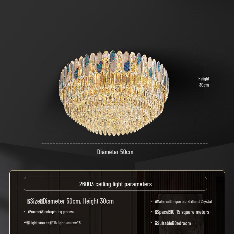 Luxury Crystal Chandelier Ceiling Light for Living, Dining, and Bedroom - High-End Colorful Shell Design