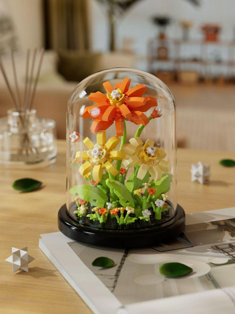 Hibiskusblüten-Bausteine – kompatibel mit Lego, lustiges Zusammenbauspielzeug für Kinder, ideal für den Valentinstag