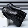 Mode Lässige Lederschuhe Business-Stil Herren Loafer mit dicker Sohle Slipper Business-Schuhe Klassische Weiche Kleiderschuhe Atmungsaktive Herren-Mokassins