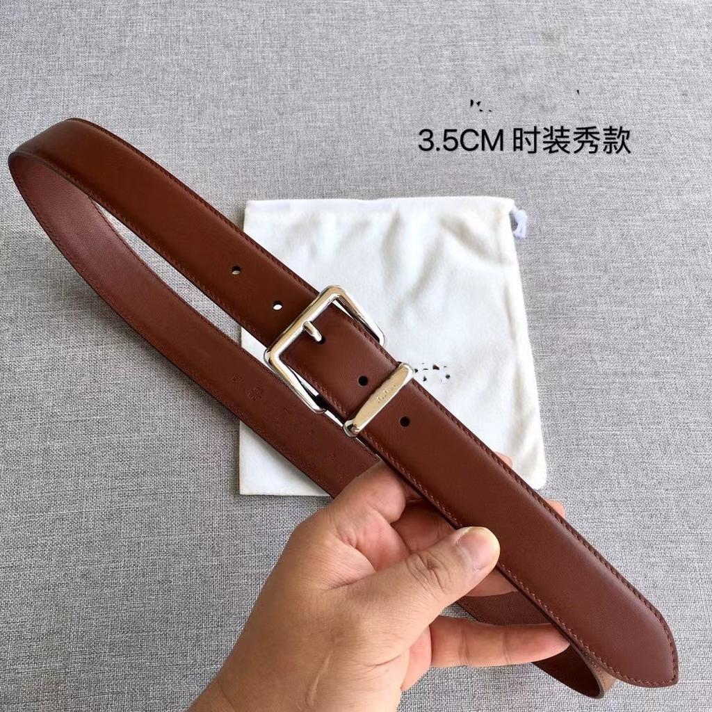 New 3.5cm high-quality first-layer cowhide MIU belt decorative buckle with jacket pants leather belt