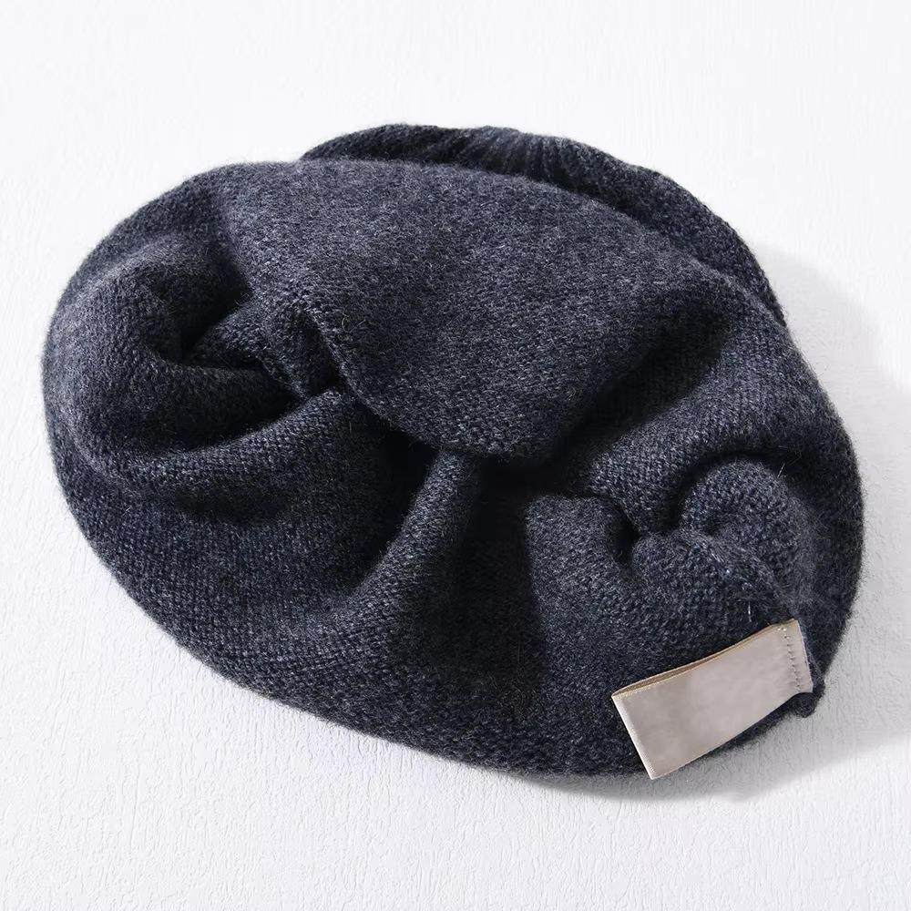 Versatile Wool Knitted Hat Mock Double Layer Ear Protection Cap Cozy Stacking Hat Unisex