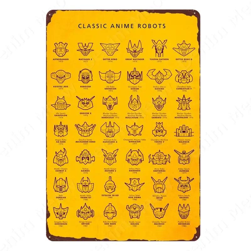 Sci-Fi Anime Robot Metal Wall Sculpture|Tin Sign,Vintage Cartoon Poster,Halloween&Christmas Gift,Man Cave/Garage Decor