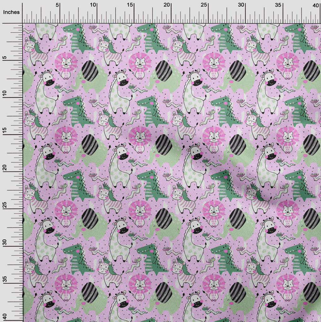 oneOone Cotton Flex Amethyst Fabric Kids Cutie Animal Sewing Material Print Fabric by The Yard 40 Inch
