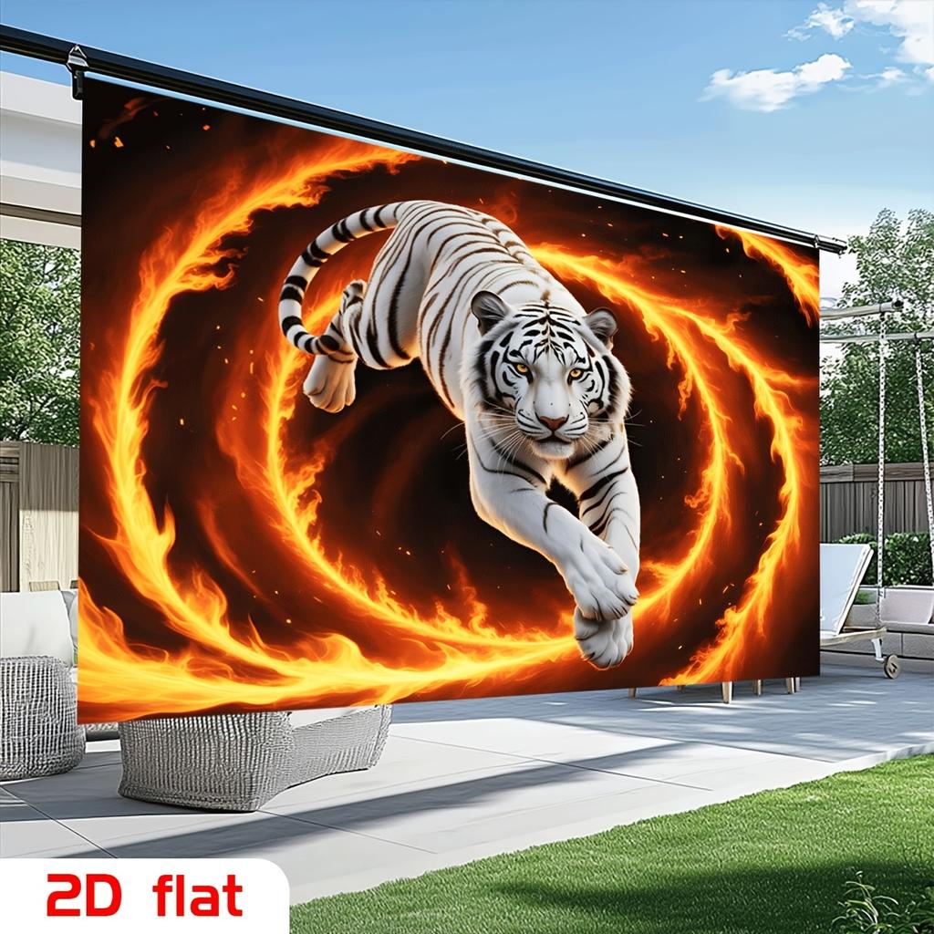 1Pcs Flaming White Tiger Decoration Background Winter Backdrop Decorations For Photo Studio Photo Booth Christmas Party