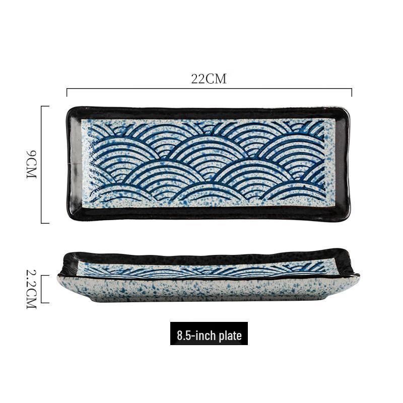 Japanese Style Ceramic Rectangular Sushi Plate