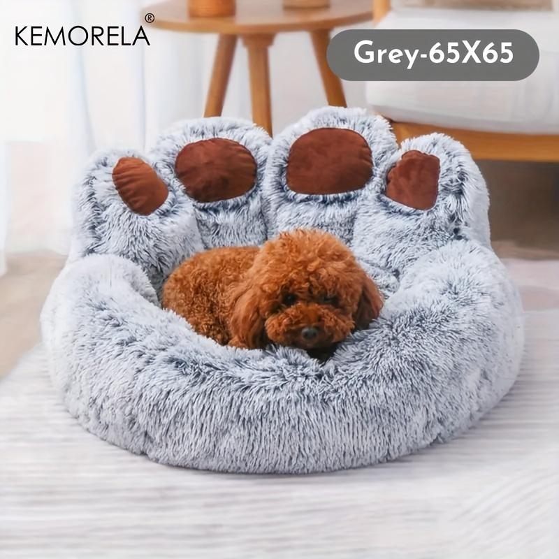 KEMORELA Creative Bear Paw-Shaped Plush Pet Nest Non-Slip Bottom Design Soft Cat Dog Nest Suitable for Small Pet Cats and Dogs