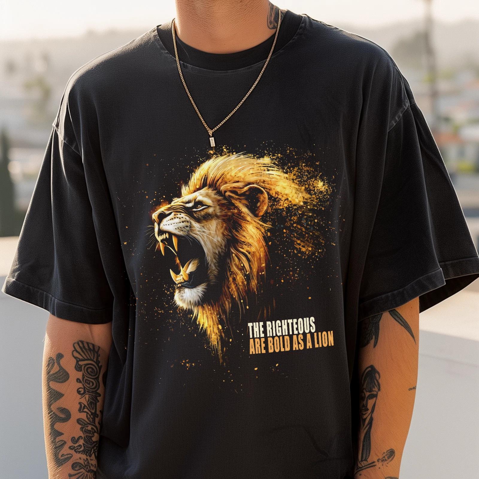 

Christian T shirt – Bold as a Lion Scripture Tee | Faith-Based Apparel M