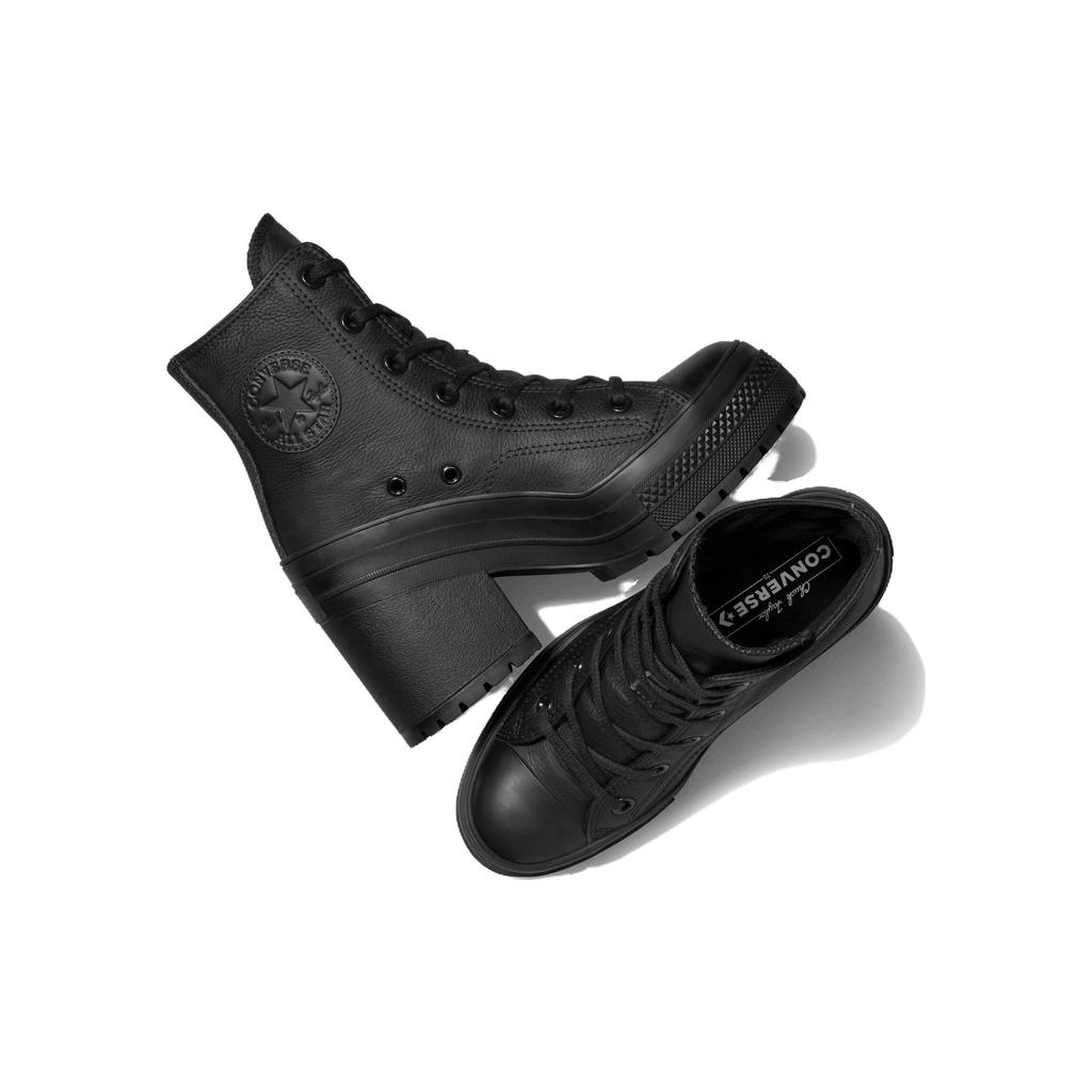 Converse  Chuck 70 De Luxe Heel Leather High Black Women Sneakers White A06145C