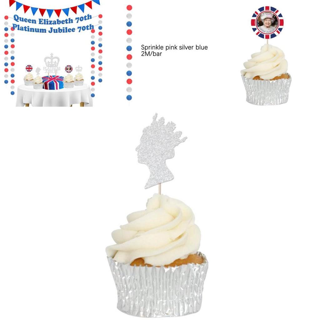Elegant Queen 70th Platinum Jubilee Party Supplies Set Bunting Banner Caketopper More!