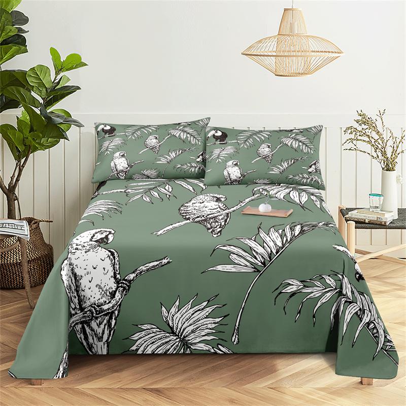 

Комплекты постельного белья Тропические растения Простыня Модный дизайн Королевский размер Плоская простыня Мальчики Девочки Комплект простыней Простыни и наволочки 150X230cm(2Pcs)