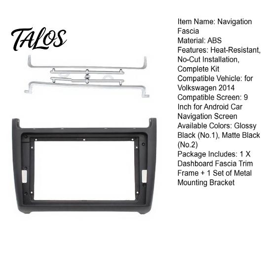 Double Din Stereo Frame 9 Inch Radio Dash Kit for Volkswagen 2014, Car Navigation Fascia Panel Replacement Face Plate with Mounting Brackets