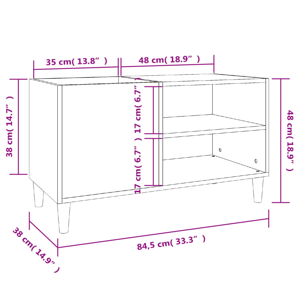 Record Cabinet Black 84.5 x 38 x 48 cm Engineered Wood
