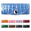 Leo&Aoi Women's 4-Ring Genuine Leather Smart Key Case, Tri-Fold, Cowhide Leather, Compact Key Holder, 4-Ring Key Hook, Beautiful Crocodile Pattern,