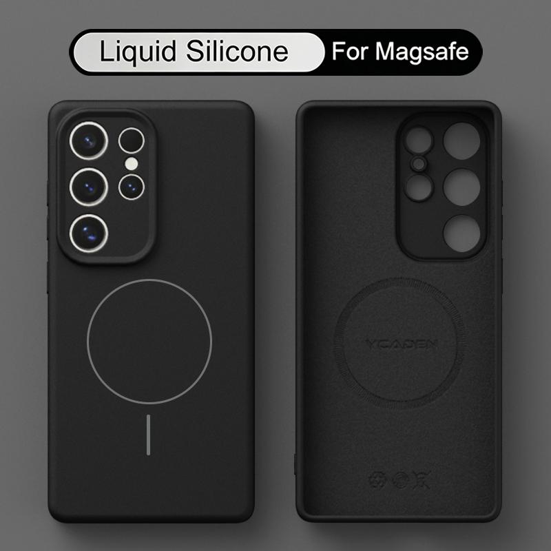 

Magnetic Liquid Silicone Case For Samsung S26 S25 Ultra S24 S23 S22 Plus Capa Built-in Magnet Shockproof Soft Cover Funda For Samsung S26 чёрный